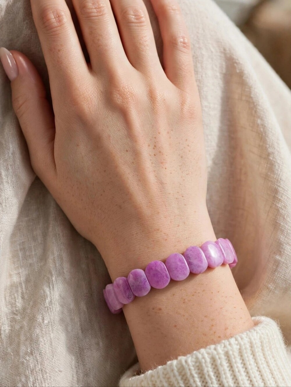 Faceted Pink Beaded Stretch Bracelet